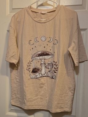 Beige Mushroom Graphic Tee